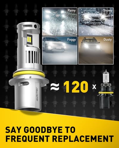 Image of AUXITO 9007 Bulbs, 30000LM High Bright 6000K Cool White, CanBus Ready Driving Light with 16000RPM Cooling Fan, Plug-N-Play Halogen Raplacement for HB5 Fog Light, Pack of 2