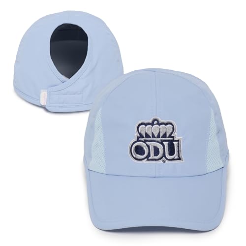 Ponyflo Women’s Collegiate Ponytail Hat, NCAA Old Dominion University Monarchs Baseball Cap for Women, Active Cap, Dusty Blue, Old Dominion University