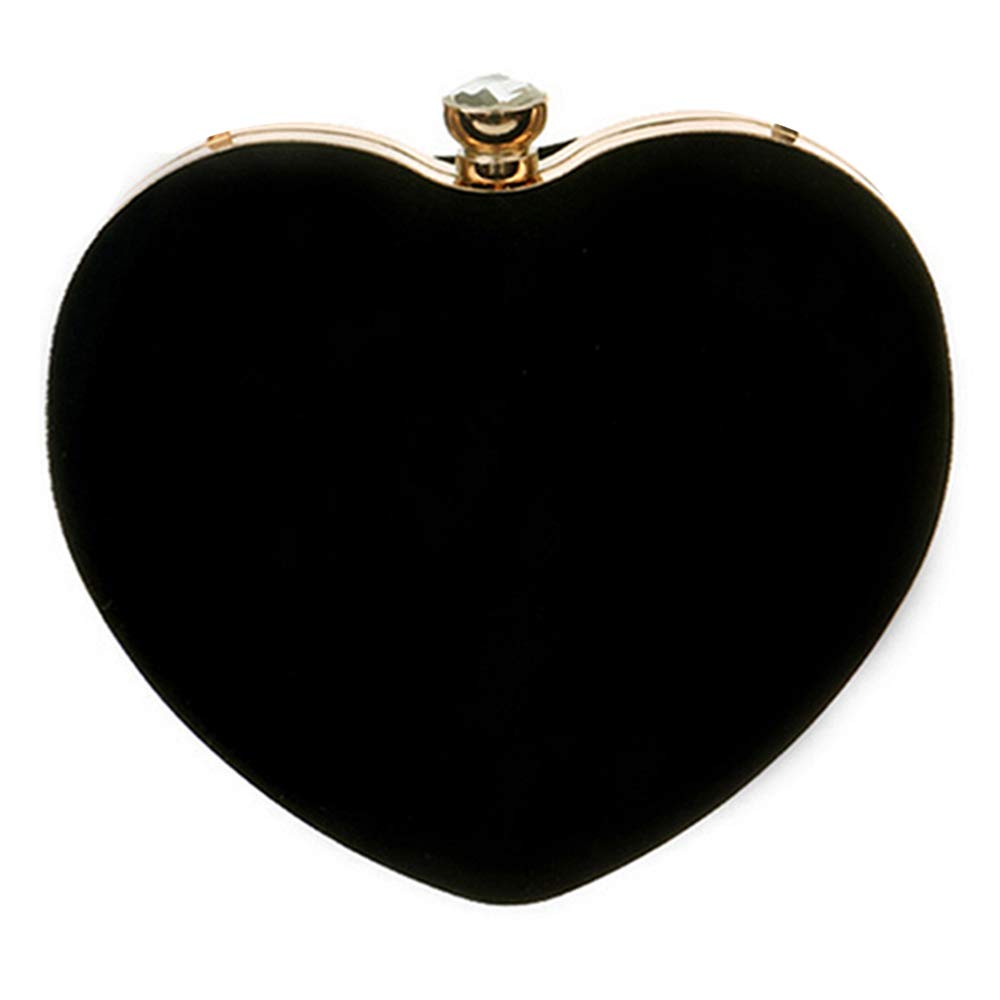 Women Heart Shape Clutch Purse Velvet Shoulder Bag Evening Handbags