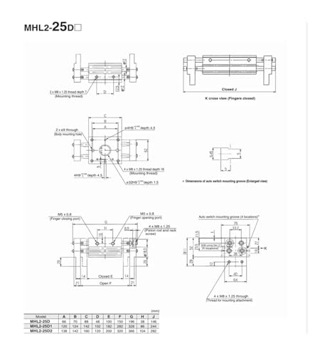 Pinces en aluminium MHL2-16D à vérin parallèle et pince pneumatique double effet