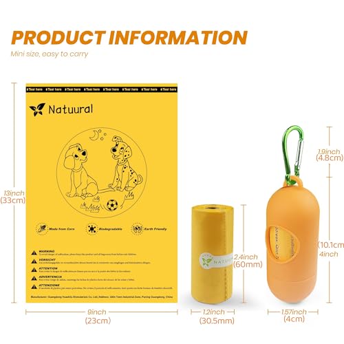 Poop Bags for Dogs1050 Counts 70 Rolls with a Free Dispensers Biodegradable Poop Bags Made of Cornstarch Size 9×13 Inch Extra Thick Strong and 100 Leak Proof yellow  Cucciolini Doodles Poop bags for dogs 1050 counts 70 rolls with a free dispensers biodegradable poop bags made of cornstarch size 9×13 inch extra thick strong and 100 leak proof yellow   cucciolini doodles