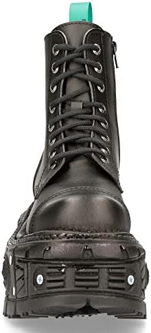 New Rock Men's BOOTS TANKMILI083C-V2 VEGAN Leather Combat Black Platform Biker Goth Punk Shoes | Image 3