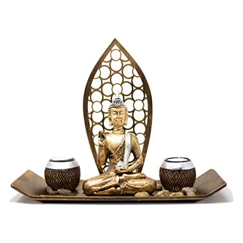 Set de decoración de Buda con 2 portavelas Cover