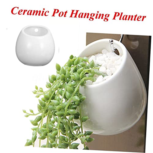 Pots céramique blanche suspendus étanches, solution pour plantes sans coulure - 7