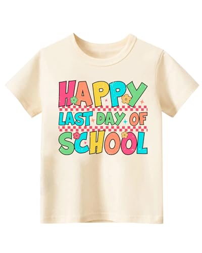 Last Day of School Shirt, Toddler Boys Girls Kids Graduation Shirts, Happy End of School Year Funny Graphic Tee Tops, 2-8T Flower