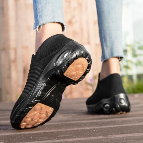 Image of Non Slip Work Shoes Women, Slip On Sneakers Women,Work Shoes Walking Gym Nurse Mesh Casual Fashion Sneakers Comfort Breathable Lightweight