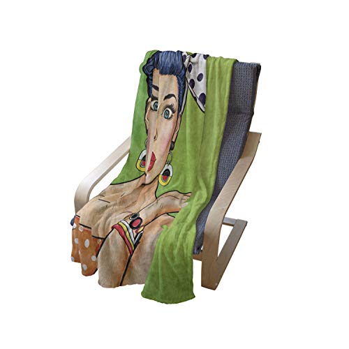 Ambesonne BLAN_79988_50X60 Lips Throw Blanket, Comic Style Pop Art Retro Girl thumb #3