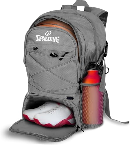 Image of Spalding Basketball Backpack Sports Bag | Large Black Backpack with Shoe and Ball Compartment | Gifts for Basketball Players