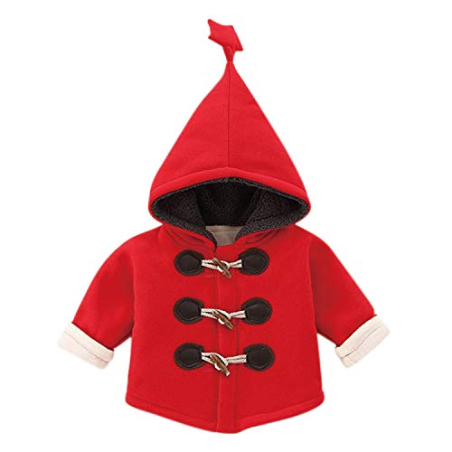 Evelin LEE Baby Boys Girls Winter Cotton Duffle Coats Jacket Overcoat Outwear with Hoodie Red