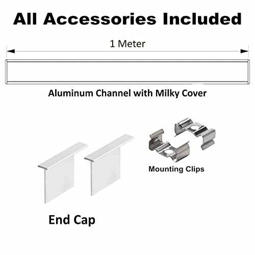 Image of (25x25mm LED Strip Light 1Meter Aluminium Rectangular Conciled Profile Light Channels with Diffused Cover, End Caps and Mounting Clips Without LED Straight Linear - Pack of 1