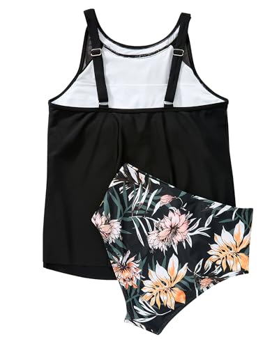 Image of SUUKSESS Women Tummy Control Tankini Bathing Suit Ruffle High Waisted Swimsuit