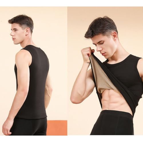 Ouruikai Men Thermal Underwear Tops Fleece Lined Thermal Underwear Vest Keep Warm Thermal Sleeveless Vest Tank Tops2