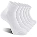CelerSport Running Ankle Socks for Men Women(6 Pair Pack)- Sport Athletic Socks with Cushion, Seamless Toe, White, Large