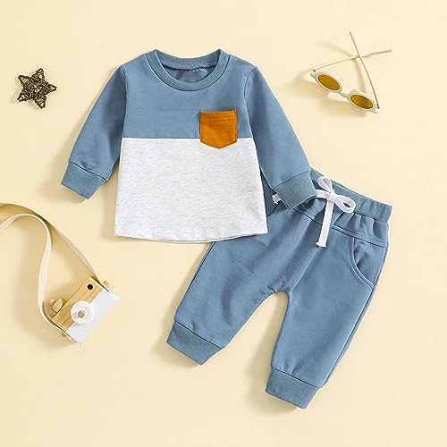 Toddler Baby Boys Clothes Letter Crewneck Sweatshirt Pullover Top Long Jogger Pant Fall Winter Outfits 2Pcs4