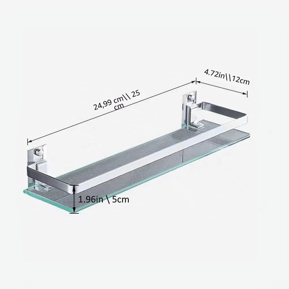 Mensola in Vetro di Sicurezza Temperato da Parete - Perfetta per Bagno 25 cm