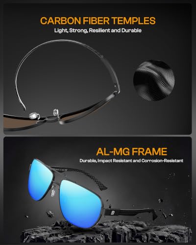 Image of DUCO Aviator Sunglasses for Men Women Carbon Fiber Polarized Sunglasses Men UV Protection for Driving Golf Fishing 3051