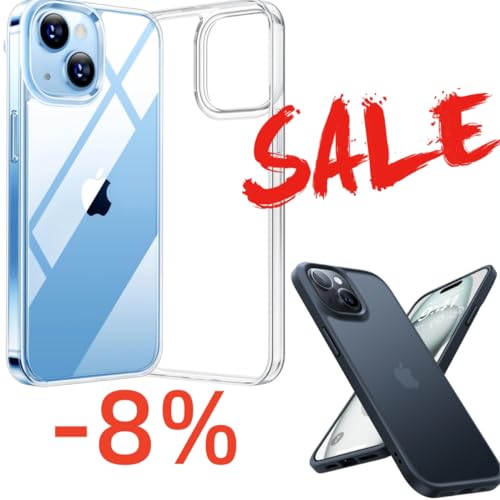 TORRAS Designed for iPhone 15 Case [12FT Military Grade Drop Protection] Protective Shockproof Hard Matte Slim Phone Case for iPhone 15 Phone Case, Clear & Black