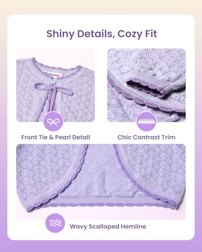 Image of Girls Cotton Knit Shrug Cardigan with Long Sleeve Ruffle Hem