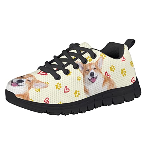 AmzPrint Cute Animal Corgi Print Running Tennis Sport Shoes Unisex-Child Walking Gym Jogging Boys Tennis Shoes Size 12 Purple2
