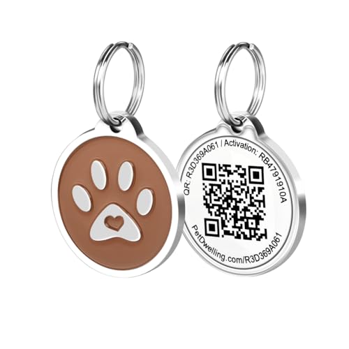 Pet Dwelling QR Code Dog & Cat ID Tag – Smart Pet Tag, Free Personalized Online Profile, Instant Scan Alerts, Waterproof & Durable