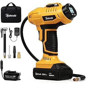 AstroAI Cordless Tyre Inflator Air Compressor,20V Rechargeable Battery Powered 160PSI Portable Handheld Car Tyre Pump…