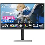 KEY TO COMBAT 27インチ 4K UHDゲーミングモニター FAST IPSパネル 3840x2160@160Hz /1920*1080@320Hzデュアルモード 1ms HDR400対応 sRGB125%色域ボリューム 99％の色域カバー率 400cd/m² HDMI2.0*2 DP1.4*1 90W Type-C USB3.0チルト・回転・昇降可能 三年保証付き H27P6