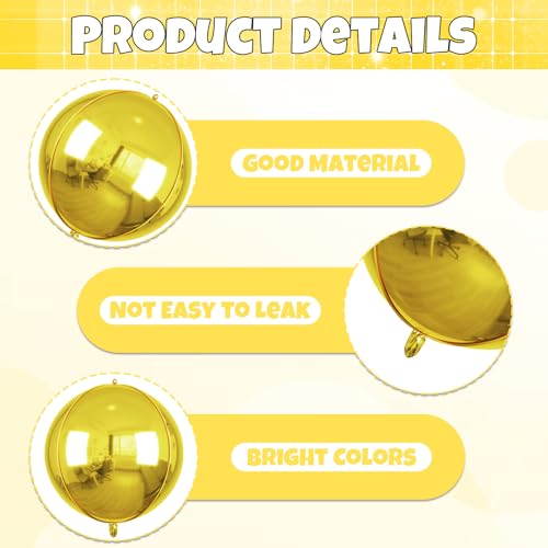 Image of 6pcs 22 inch Gold Star Balloons and Gold 4D Large Foil Balloons, Foil Star Balloon 4D Aluminum Balloon For Birthday Baby Shower Party Wedding Graduation Anniversary New Year Bridal Shower Decoration