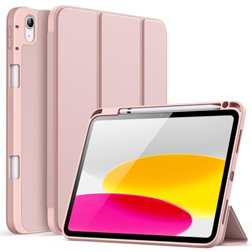 JETech Custodia per iPad (A16) 11a/10a Generazione (2025/2022) con Portapenne, Cover Tablet Sottile con Retro in Morbido TPU con Auto Svegliati/Sonno (Oro Rosa)