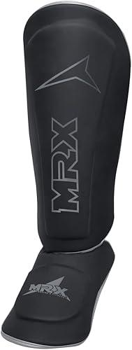 Miniatura 7 de MRX BOXING & FITNESS Espinilleras para boxeo, artes marciales mixtas, Muay Thai, entrenamiento de kickboxing, acolchado extra con diseño de lujo en