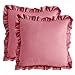 Idocolors Juego de 2 Fundas de Cojín de Terciopelo Fundas de Almohada con Volantes Decorativos para Sofá, Rosa 40x40 cm, para Dormitorio, Salón, Coche