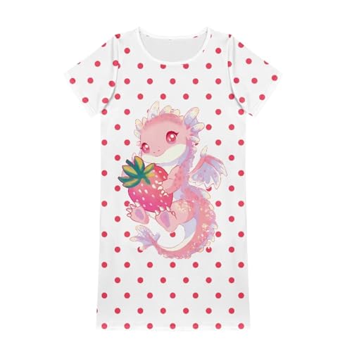 Little Girls Dress 3-14Years Summer Short Sleeve Basic Skater Dress for Kids Cartoon Capybara Dresses with Pockets4