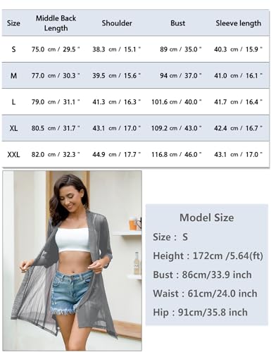 Image of iClosam Women Casual 3 /4 Sleeve Sheer Open Front Cardigan Sweater Kimono