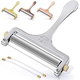 Zulay Cheese Slicer With Adjustable Thickness - Heavy Duty Cheese Slicers With Wire - Premium Wire Cheese Slicer For Soft & Semi-Hard Cheeses - 2 Extra Wires Included (Silver)