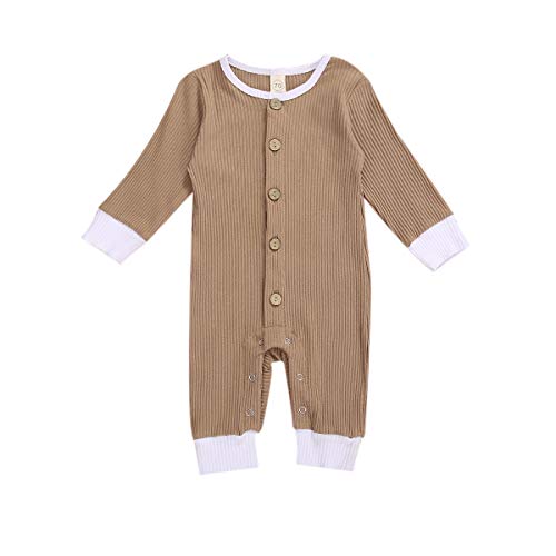 Newborn Kids Baby Boys Cute Solid Color Long Sleeve Hooded Romper Jumpsuit Top Outfits Clothes Green (E-Khaki, 12-18 Months)