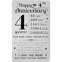 4 Year Anniversary Card - 4th Wedding Anniversary Wallet Card for Wife or Husband - Romantic 4 Years Marriage Milestone Gifts