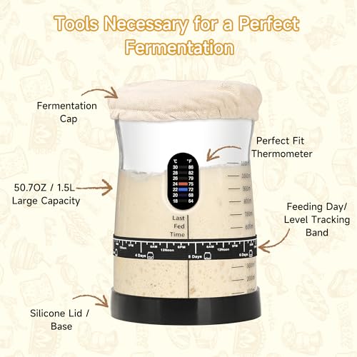 Image of Coco Bird Pro Sourdough Starter Kit- 50oz Large Capacity Sourdough Starter Jar, 17 Flavorful Fermentation Recipes, Sourdough Bread Baking Supplies for Making Delicious Sourdough Breads(1PCS)