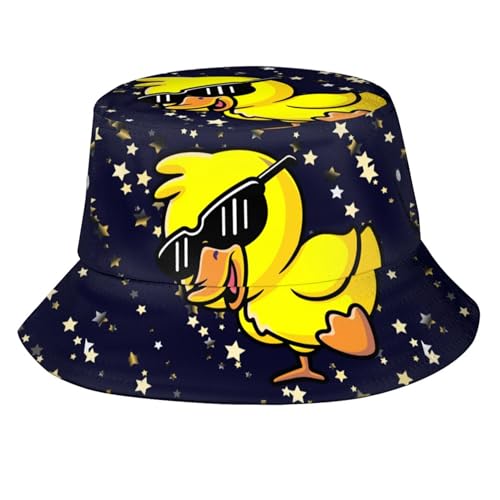 Image of Funny Duck Bucket Hat Fisherman Hat Beach Travel Sun Hat Outdoor Cap for Unisex Men Women