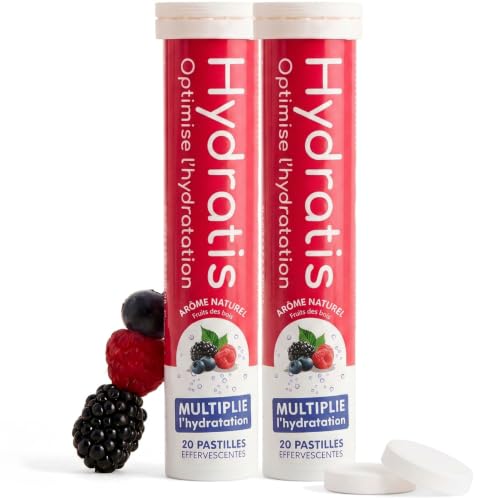 HYDRATIS - Pastilles Hydratation Electrolytes - Fruits des Bois - Améliore l'Hydratation et Favorise l'Énergie - Formule Isotonique - Sport, Récupération, Bien-être - 2 tubes (40 Pastilles)