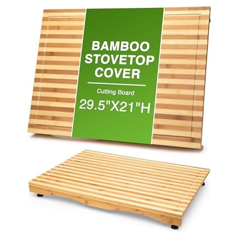 Prosumer's Choice Stovetop Covers for Gas Burners, Bamboo Wood Cutting Board, Expands Kitchen Space, Easy to Clean with Adjustable Legs and Juice Grooves Cover