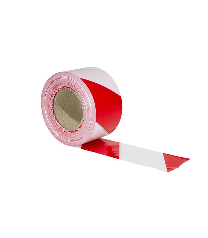EberSign | Cinta de Balizamiento Roja/Blanca BOMBEROS NO PASAR 8cm x 100m Galga 300 – Pack 5 Rollos, Cinta delimitadora NO Adhesiva