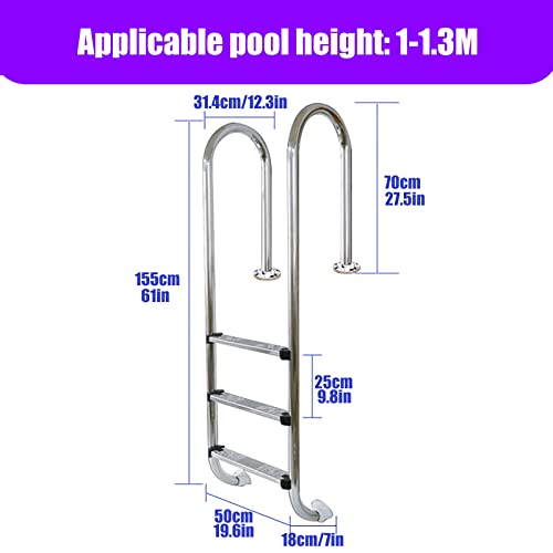 Escalera para piscina de acero inoxidable de 3 peldaños miniatura 2