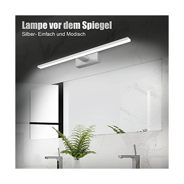 iToncs Spiegelleuchte 60CM, 1300LM Spiegelleuchte Led Bad, 6000K KaltWeiß, Einfarbig, Spiegellampe Badezimmer Lampe mit… – Bild 3