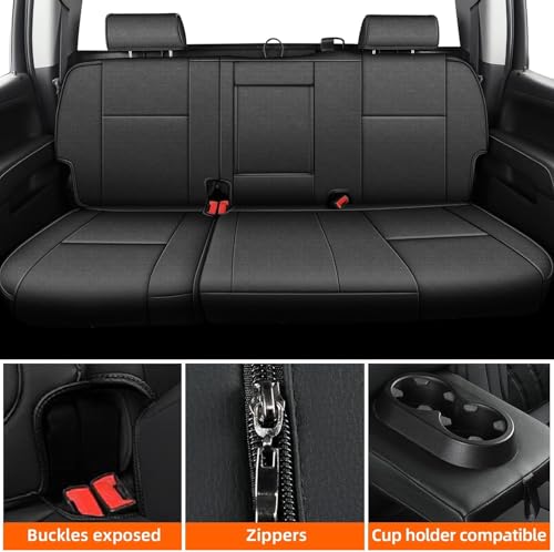 AOMSAZTO Seat Covers for Chevy Silverado GMC Sierra 1500 2007-2013 Crew Cab 2500HD 3500HD 2007-2014, Full Set Coverage for Chevrolet Faux Leather Truck Car Interior Accessories Black - Image 3