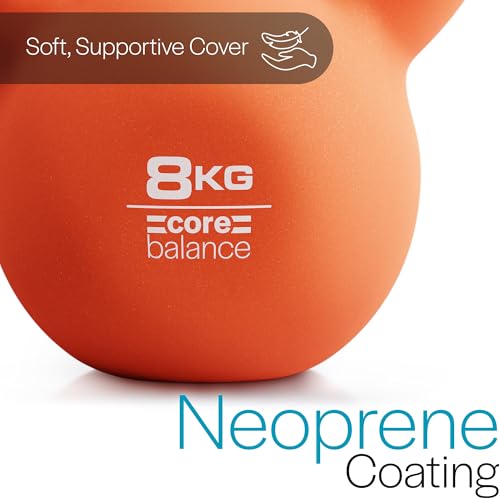 Core Balance Kettlebell Neoprene Coated Cast Iron Weight Lifting Strength Training Cardio Fitness Home Gym (1 x 4kg, 6kg, 8kg, 10kg, 12kg, 16kg or 20kg) - Image 5