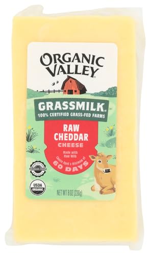 Organic Valley Raw Cheddar Grass Milk Cheese, 8 Ounce (Pack of 10)