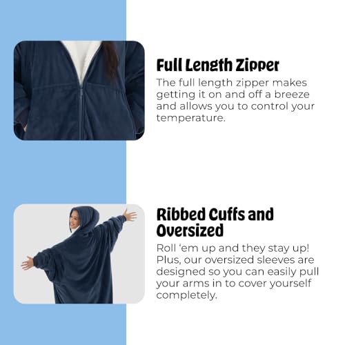 THE COMFY Original Full Zip | Sherpa Lined Microfiber Fleece Wearable Blanket, Seen on Shark Tank, One Size Fits All, Warm & Cozy Gifts by THE COMFY - Image 5