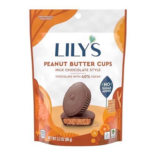LILY'S Milk Chocolate Style No Sugar Added Peanut Butter Cups, Sweets Bags, 3.2 oz (3 Count)