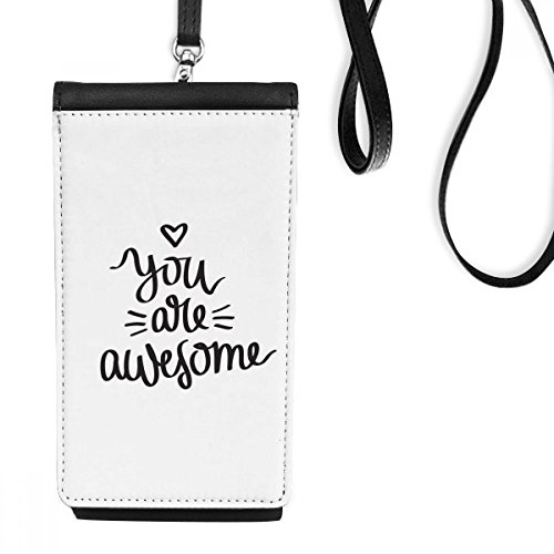 Sac téléphone porte-monnaie en faux cuir noir un cadeau original citation