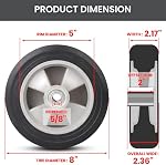AR-PRO 2-Pack 8" x 2" Solid Run-Flat Replacement Tire with 5/8" Axle & 2" Offset Hub for Hand Trucks Wheelbarrows Dollies Trolleys – Heavy-Duty 176 lbs Load