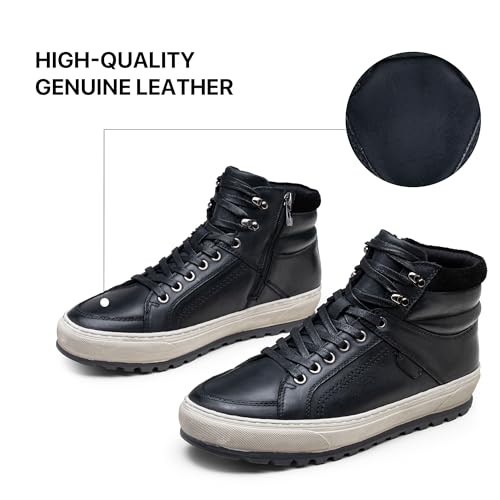 Image of Jousen Mens Casual Shoes Premium Leather Side Zipper High Top Boots Fashion Sneakers for Men